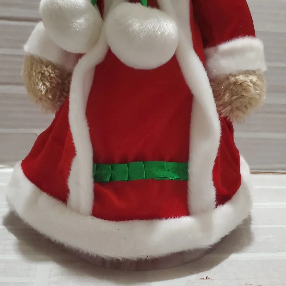 ANGEL Teddy Bear tree Topper  in Red Santa Outfit